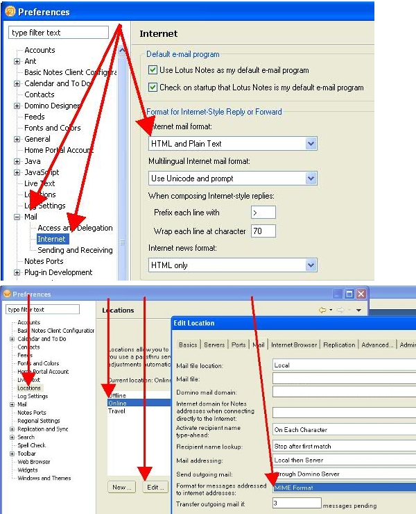 Image:Sending ugly email from Notes - two settings can change all that