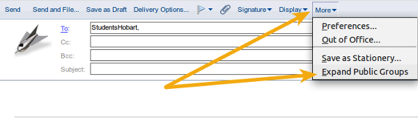 Use the Action Bar to expand group members